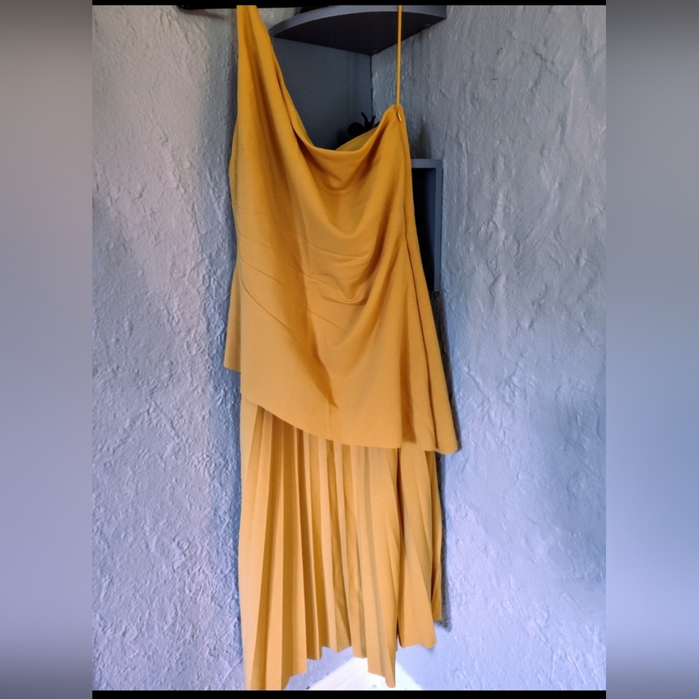 ASOS Elegant Yellow Draped Dress Size 12 NWT
